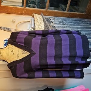 New York & Co purple & black hooded sweater, size L